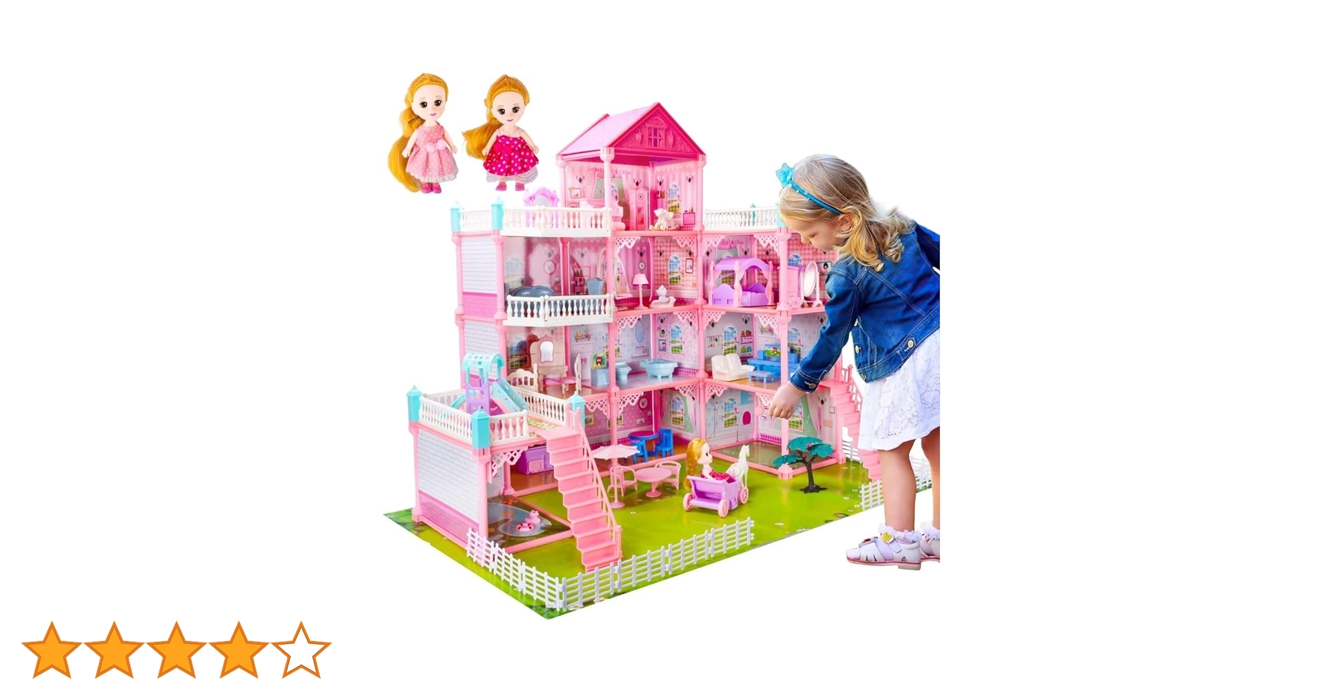 木製　ドールハウス女の子バージョン　背景にも　ゆずり　プロフ必読 Amazon | UNIH ドールハウス おもちゃ 女の子用 プリンセス